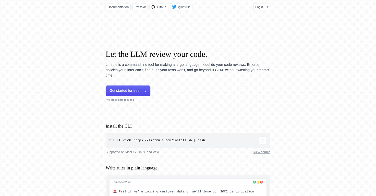 Lintrule screenshot