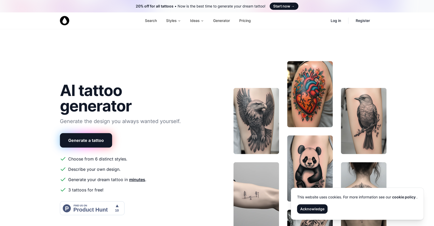 AI Tattoo Generator App screenshot