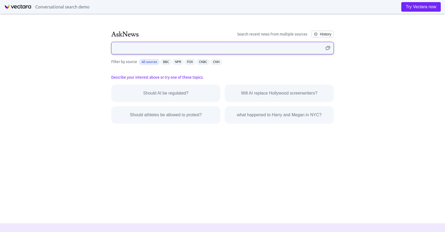 Vectara screenshot