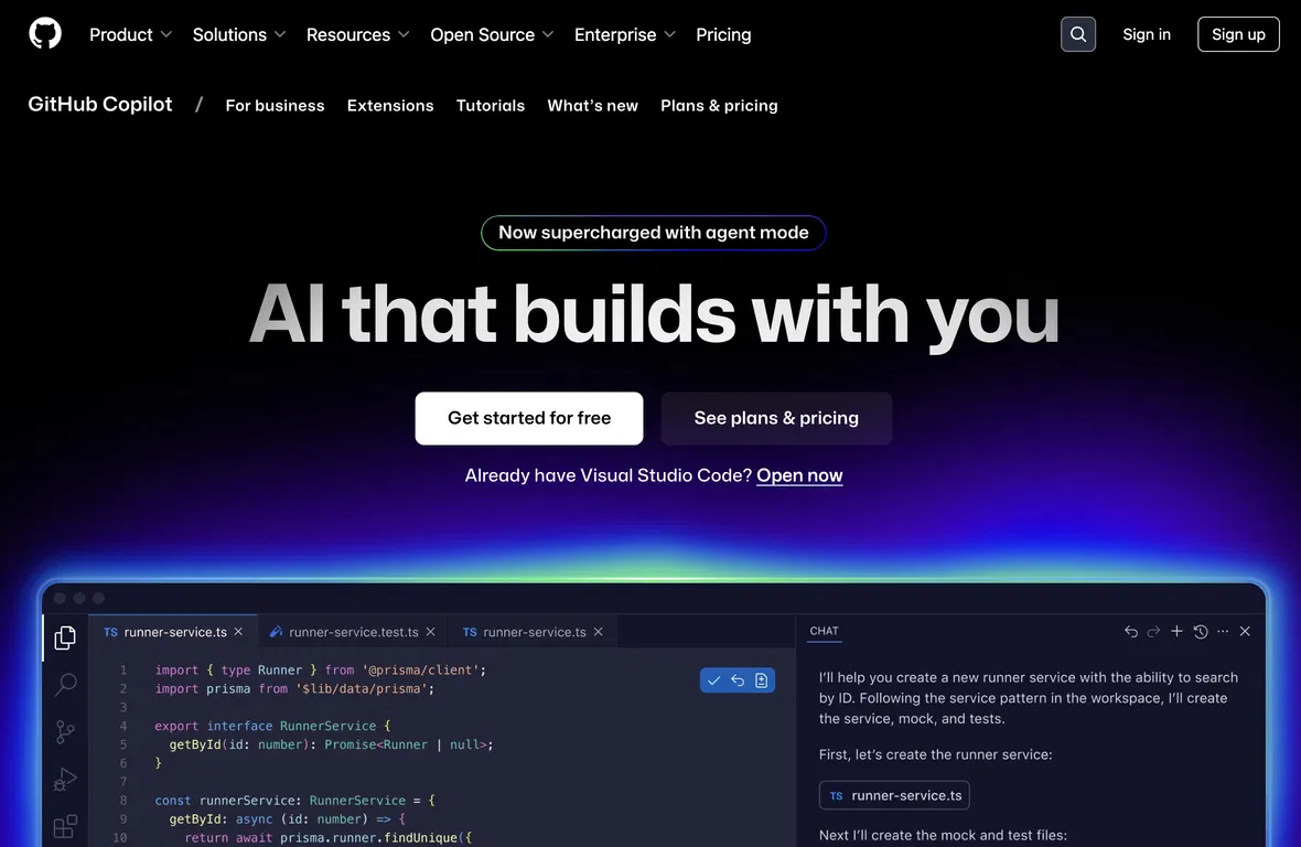Github Copilot screenshot