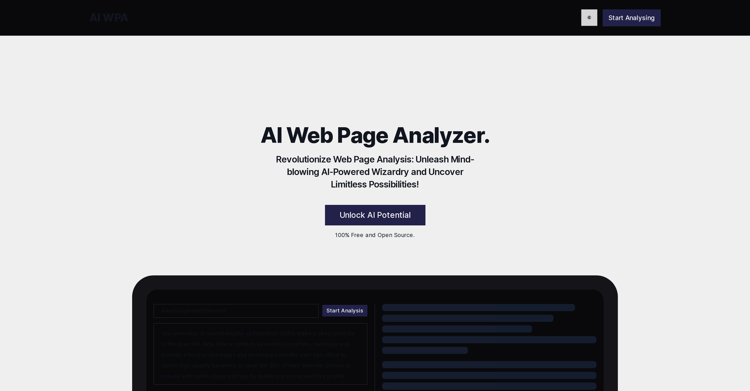 AI Web Page Analyzer screenshot