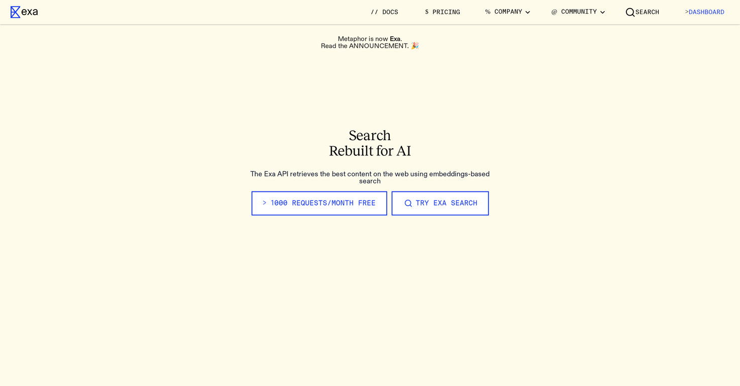 Exa screenshot