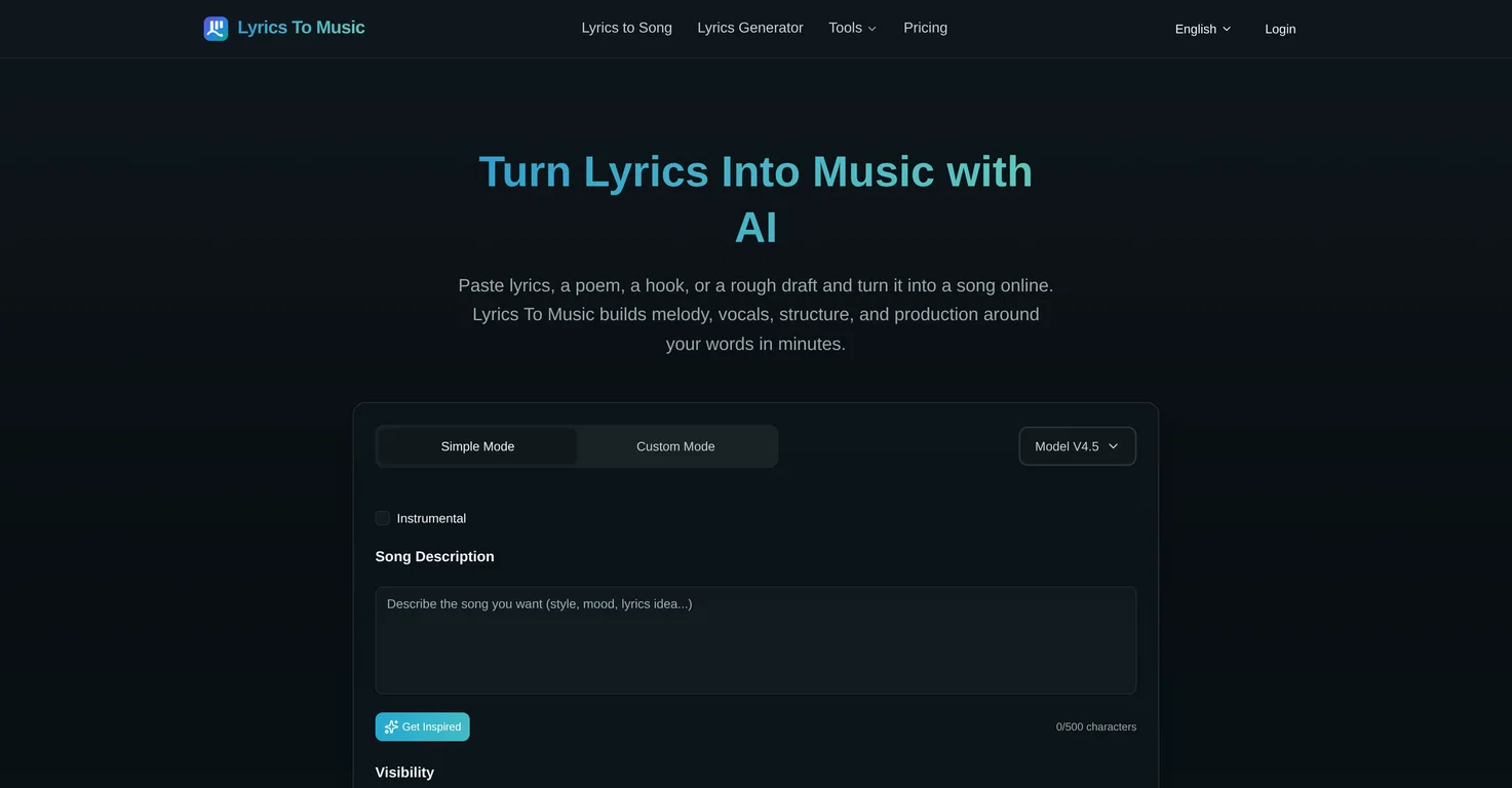 Lyrics To Music.ai screenshot
