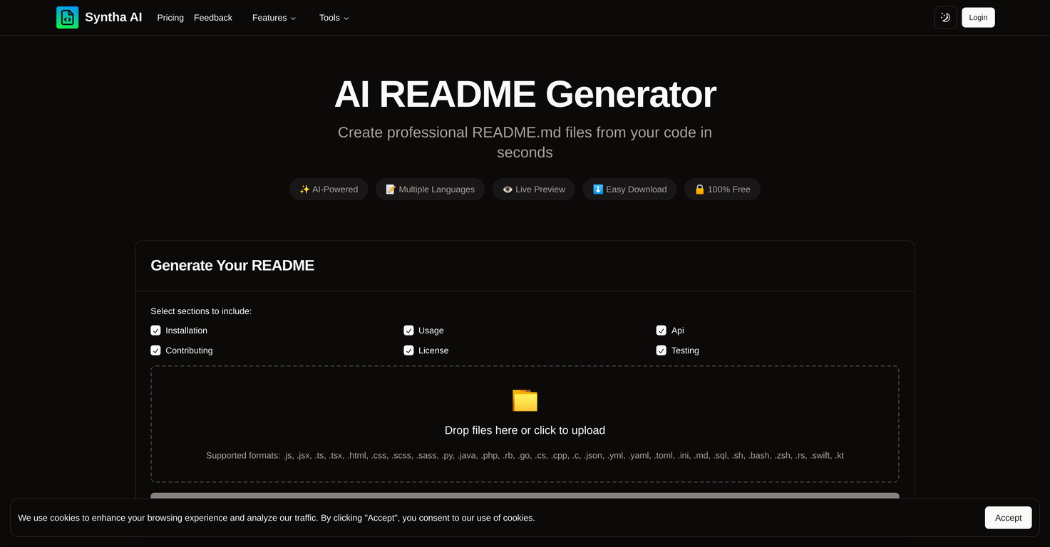 Syntha AI README Generator screenshot