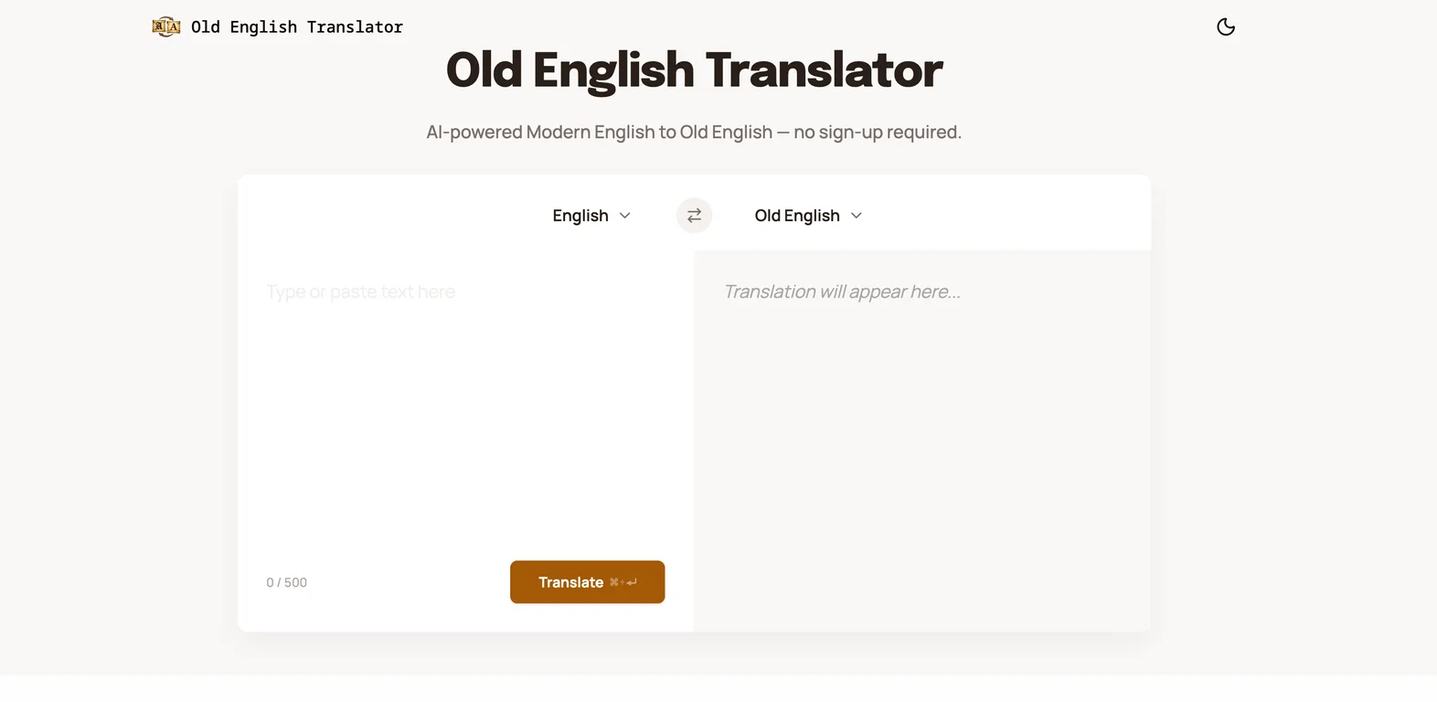Old English Translator.app screenshot
