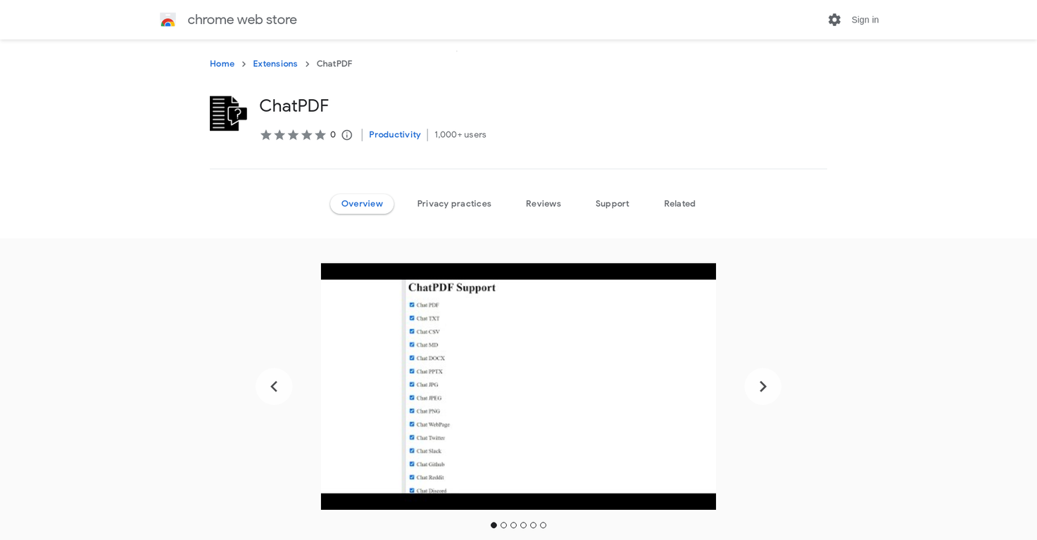 ChatPDF extension screenshot