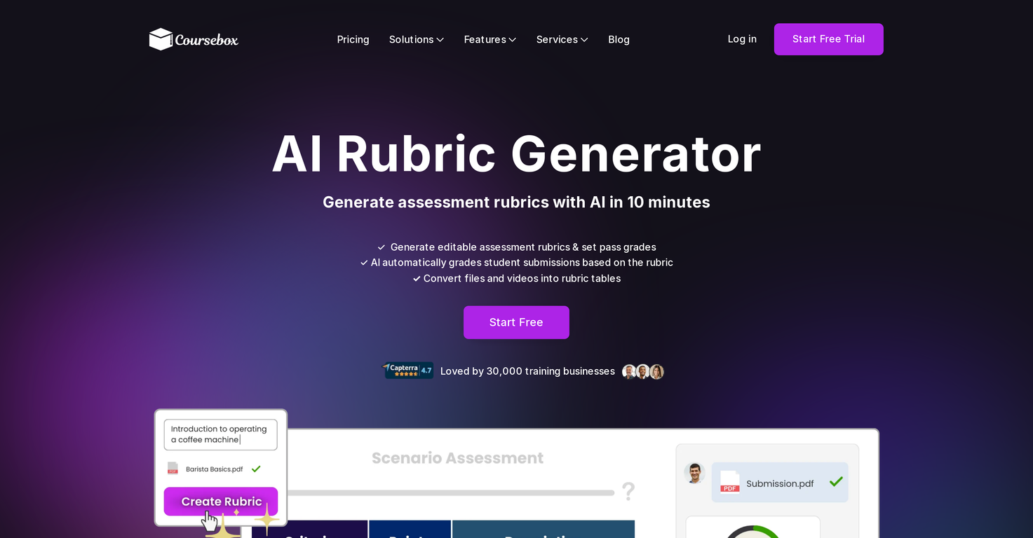 AI Rubric Generator by Coursebox screenshot