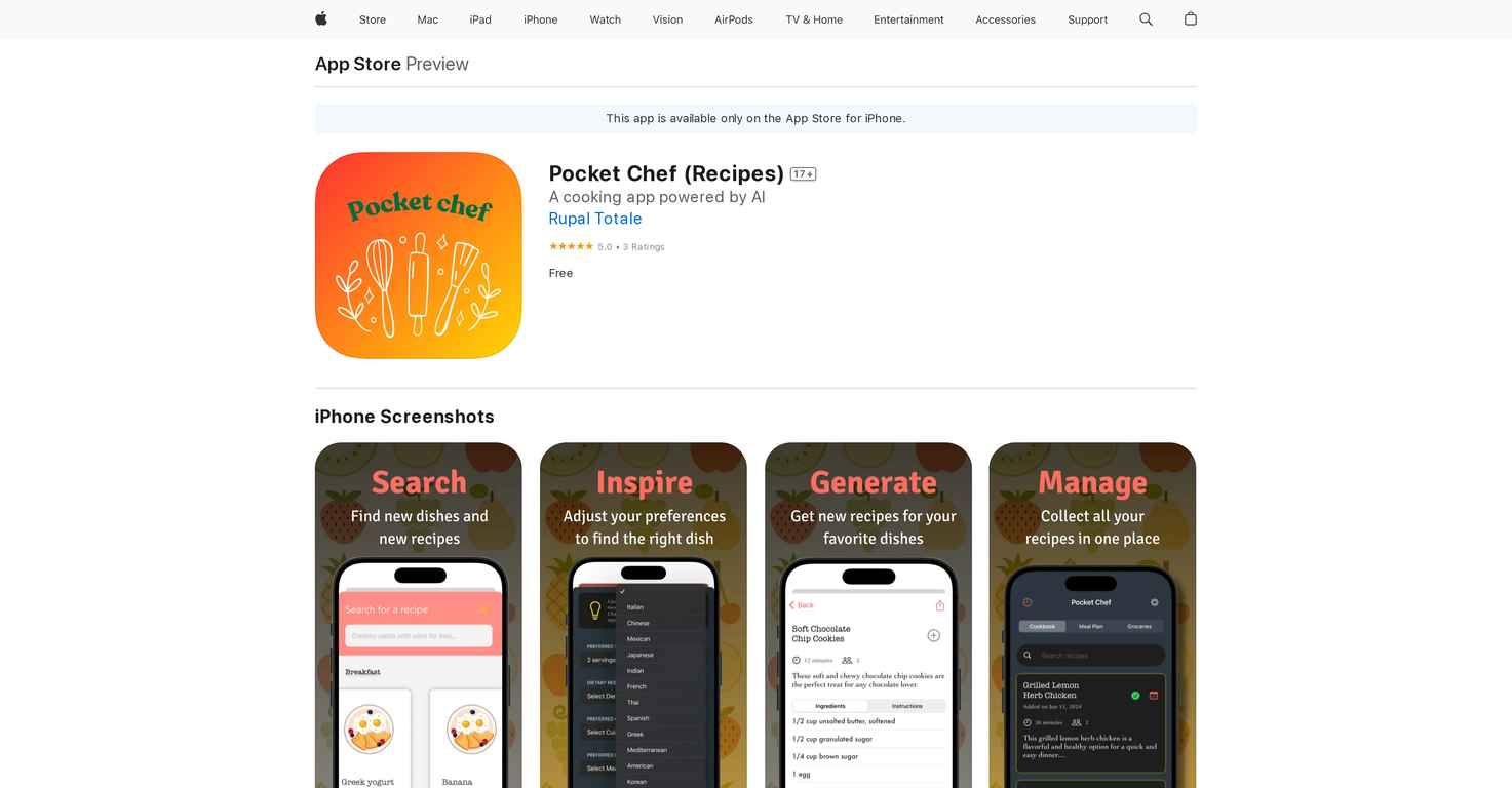 Pocket Chef (Recipes) screenshot