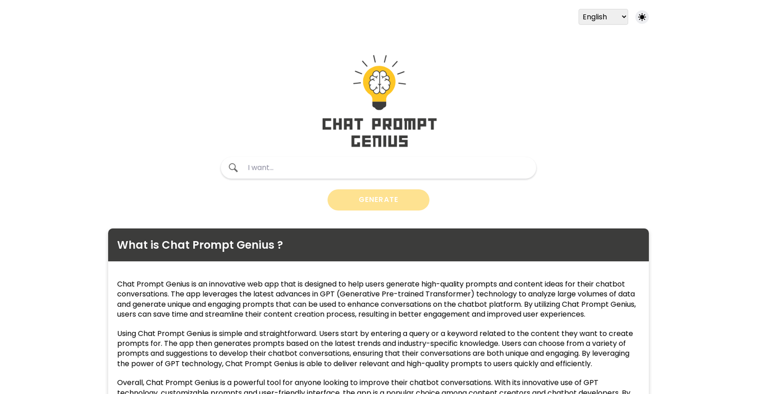 Chat Prompt Genius screenshot