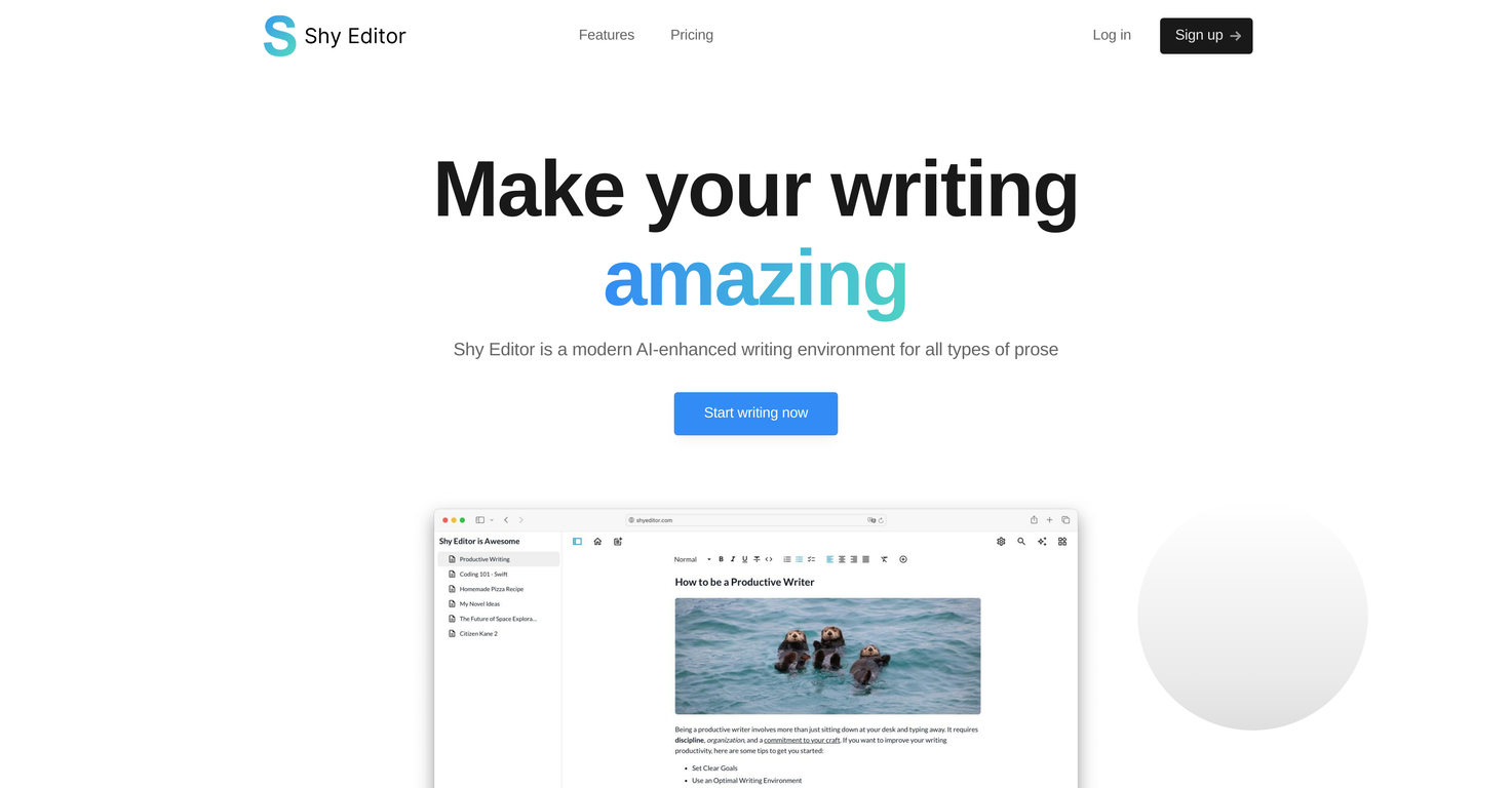 Shy Editor screenshot