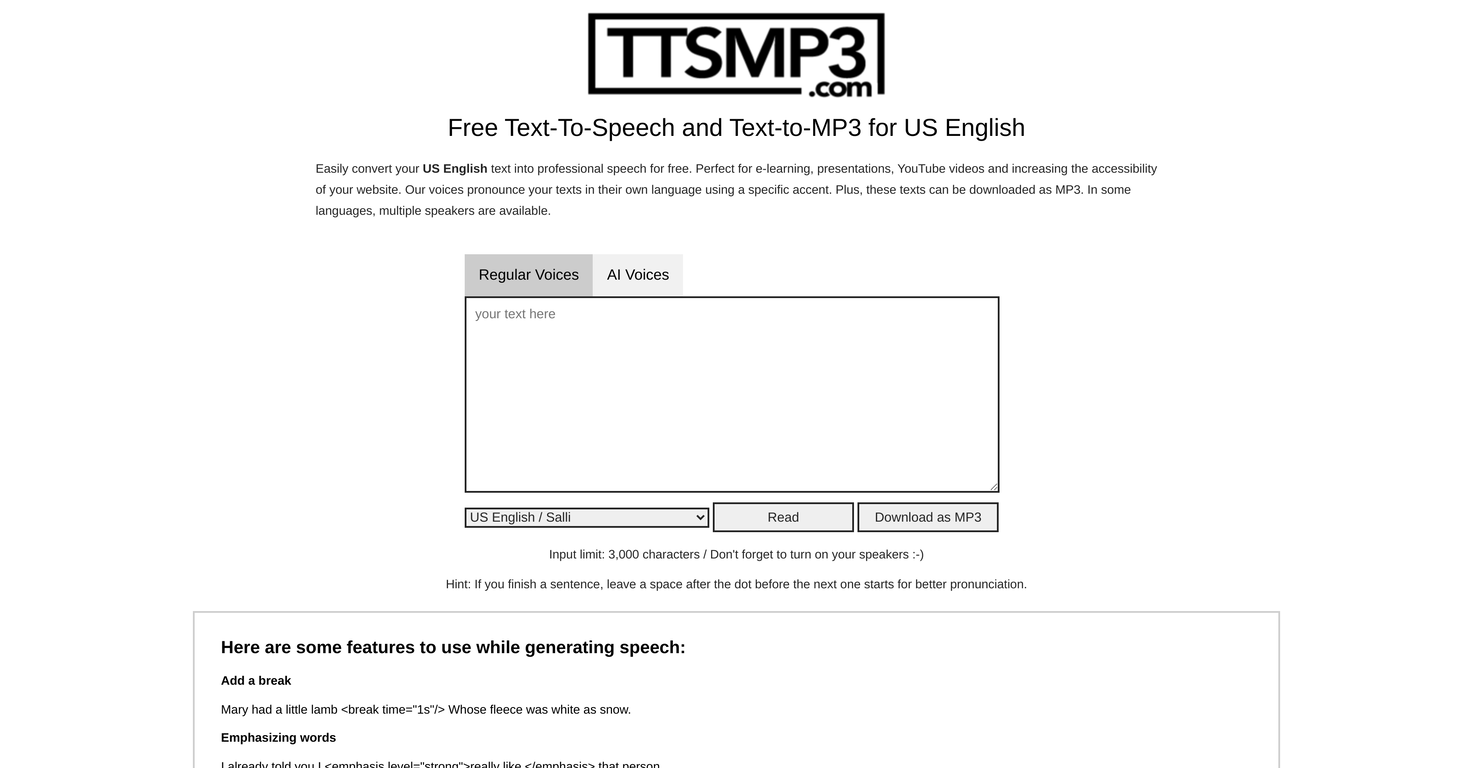 ttsMP3 screenshot