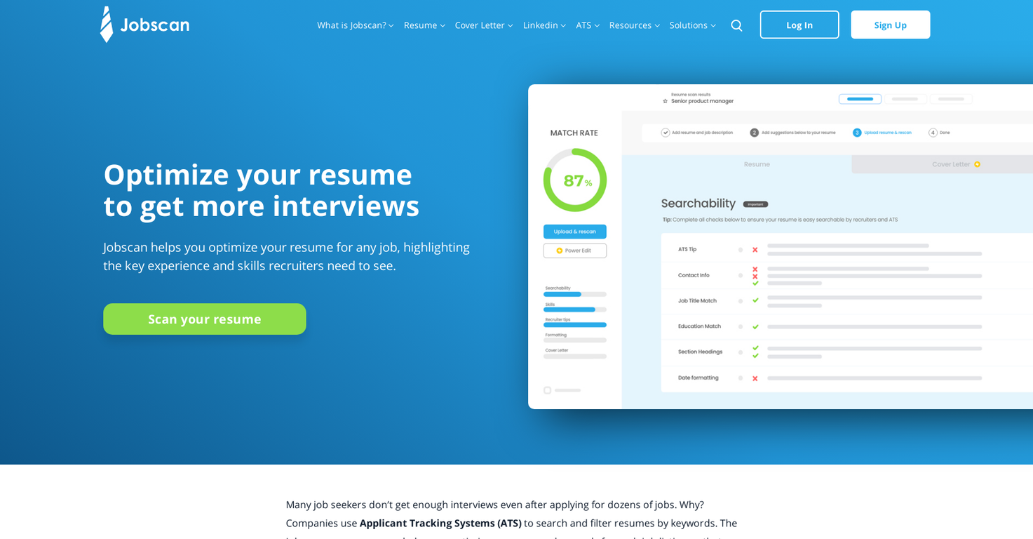Jobscan screenshot