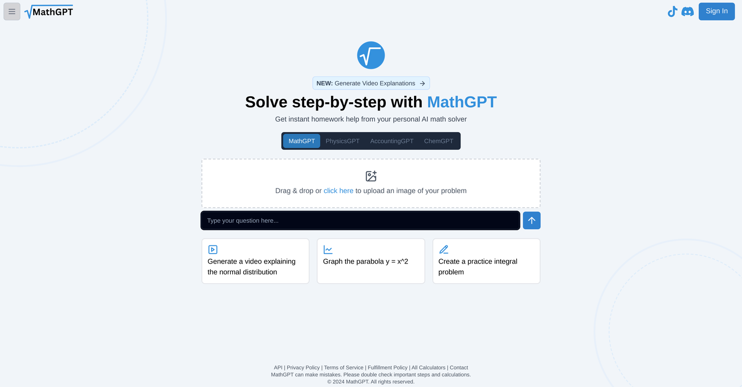 MathGPT screenshot