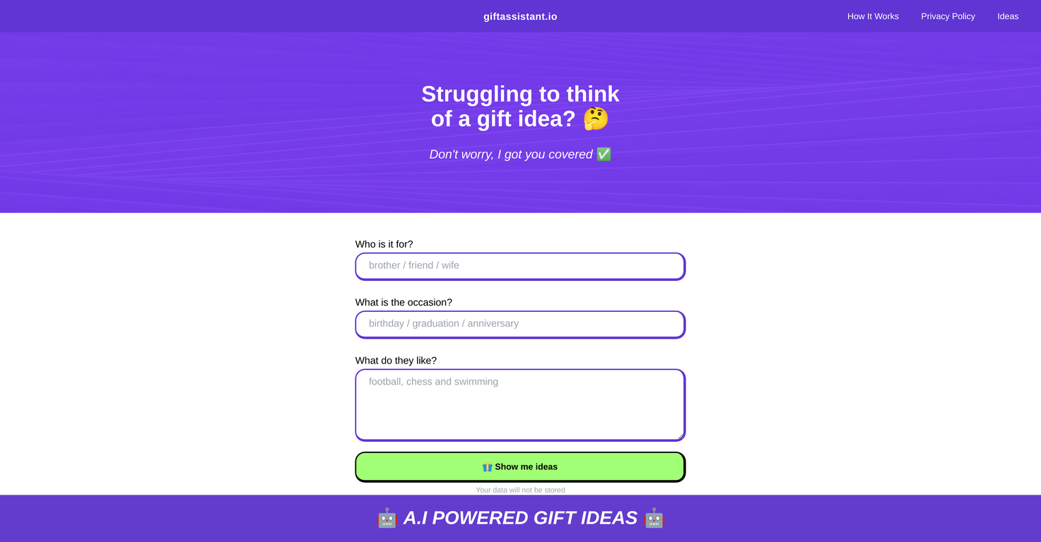 Giftassistant screenshot