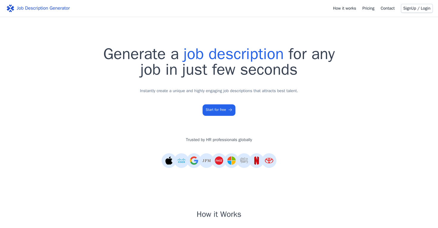 JobDescriptionGenerator screenshot