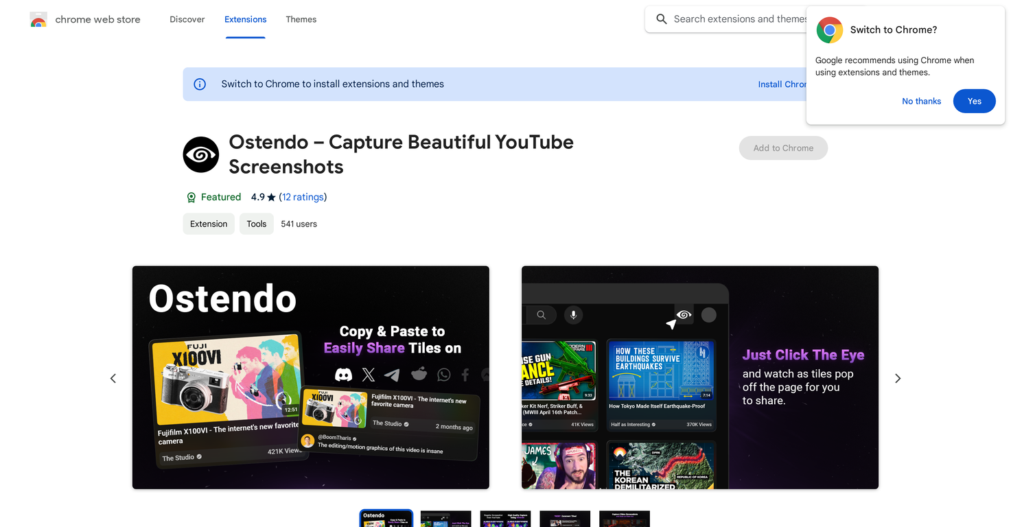 Ostendo Capture Beautiful YouTube Screenshots screenshot
