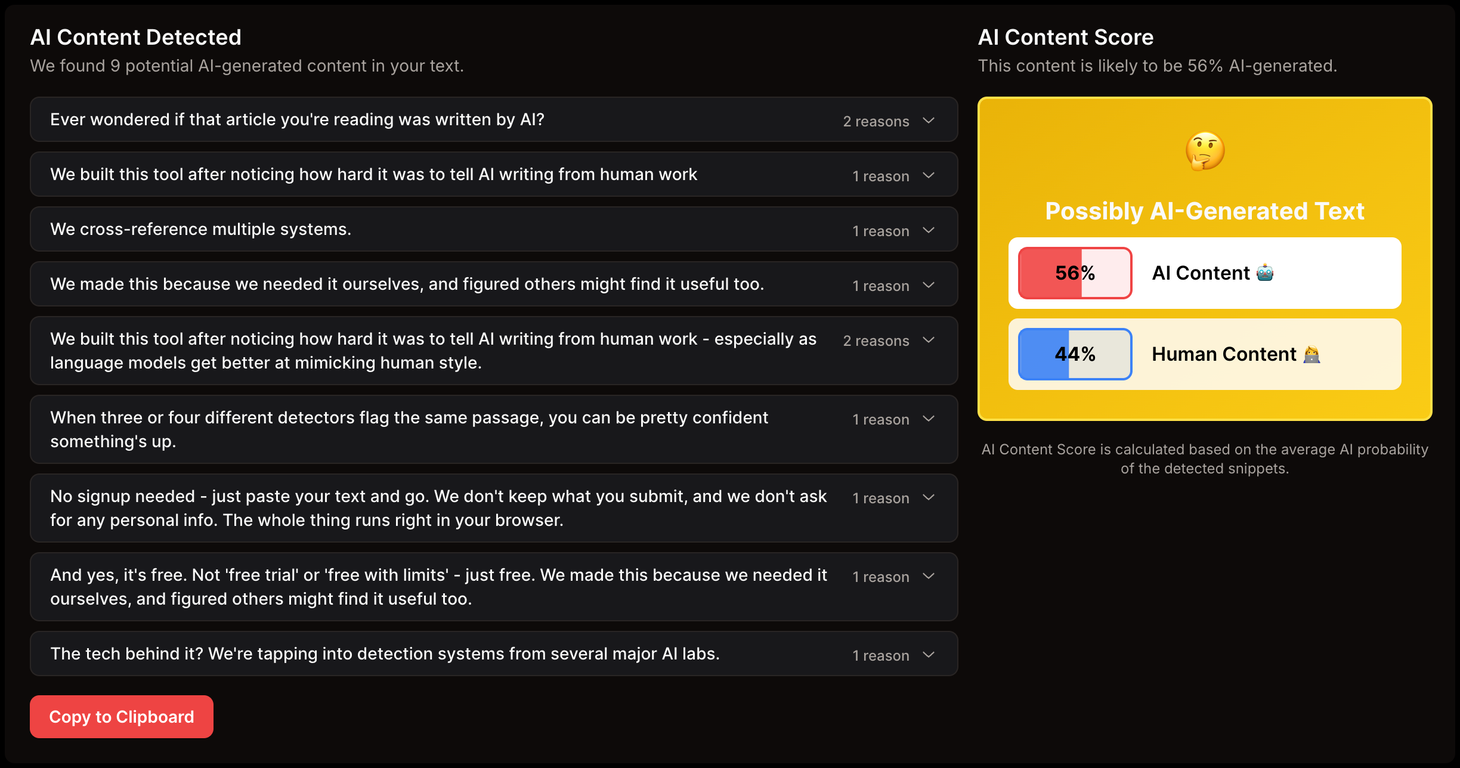 AI Content Detector screenshot