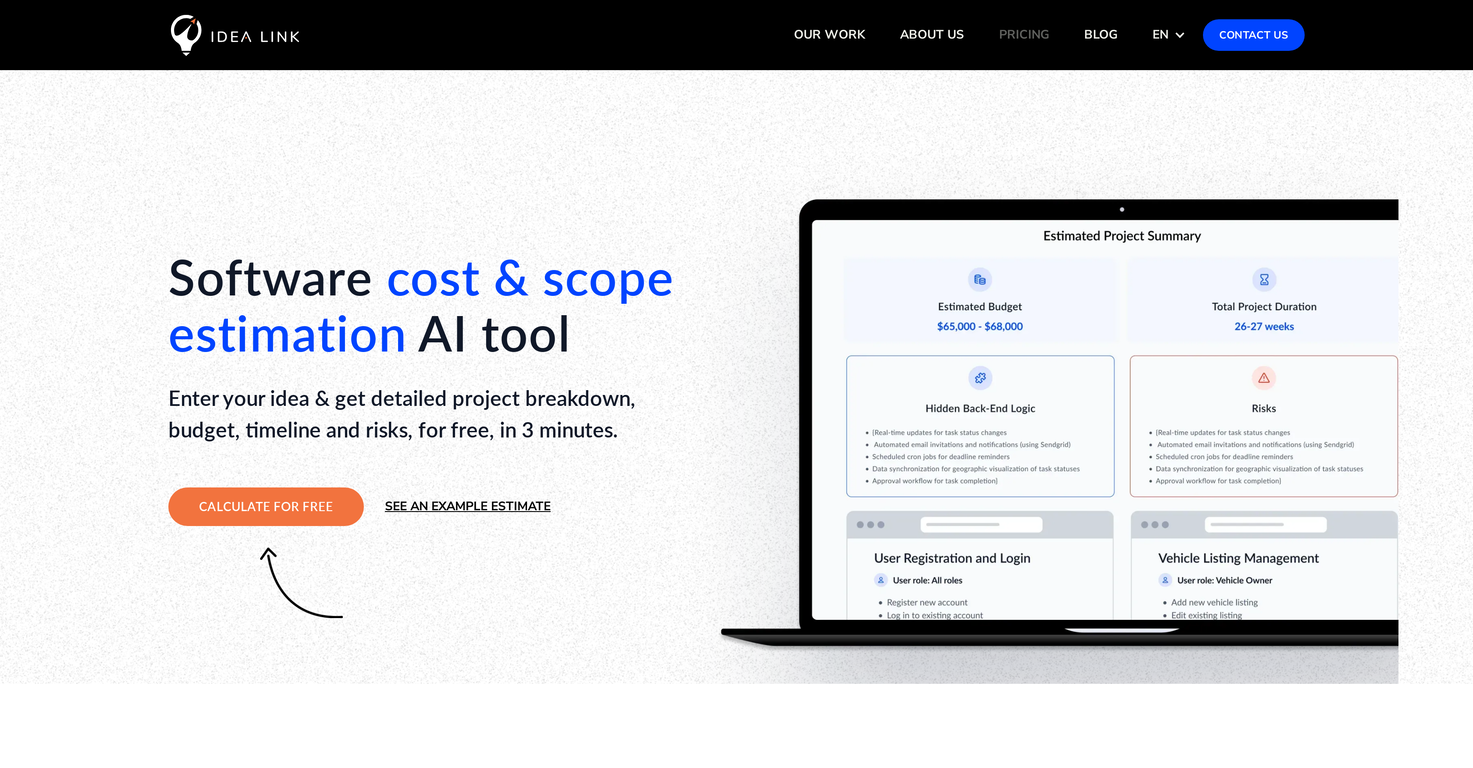 AI Software Cost Estimator screenshot