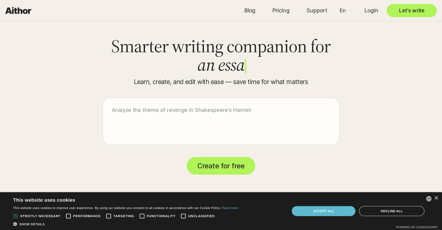 Aithor screenshot