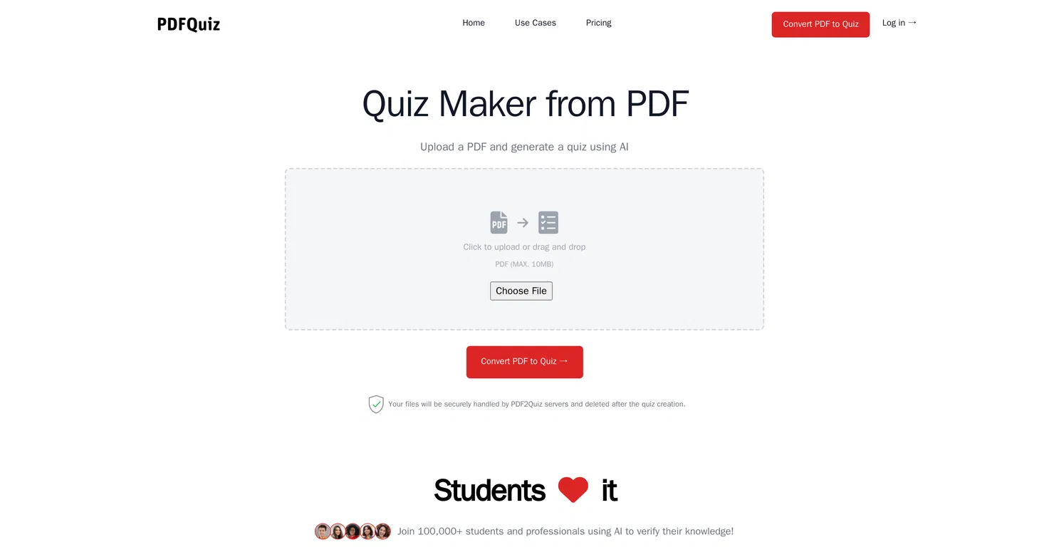 PDF2Quiz screenshot
