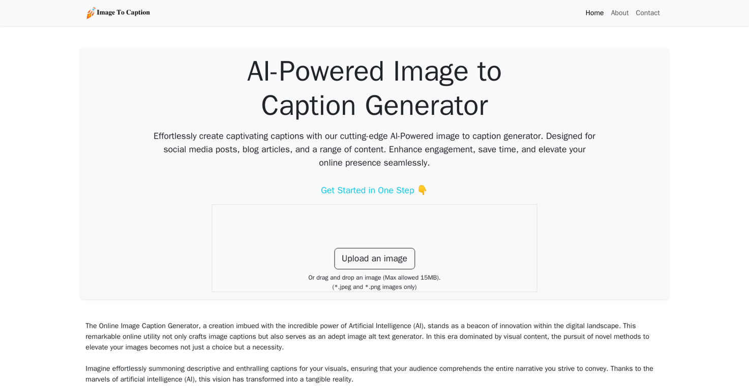 Image to caption screenshot