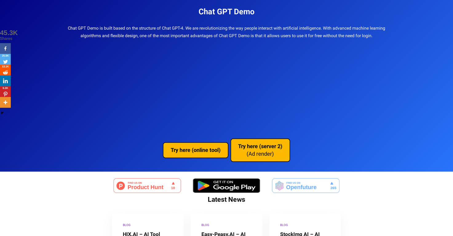 Chat GPT Demo screenshot