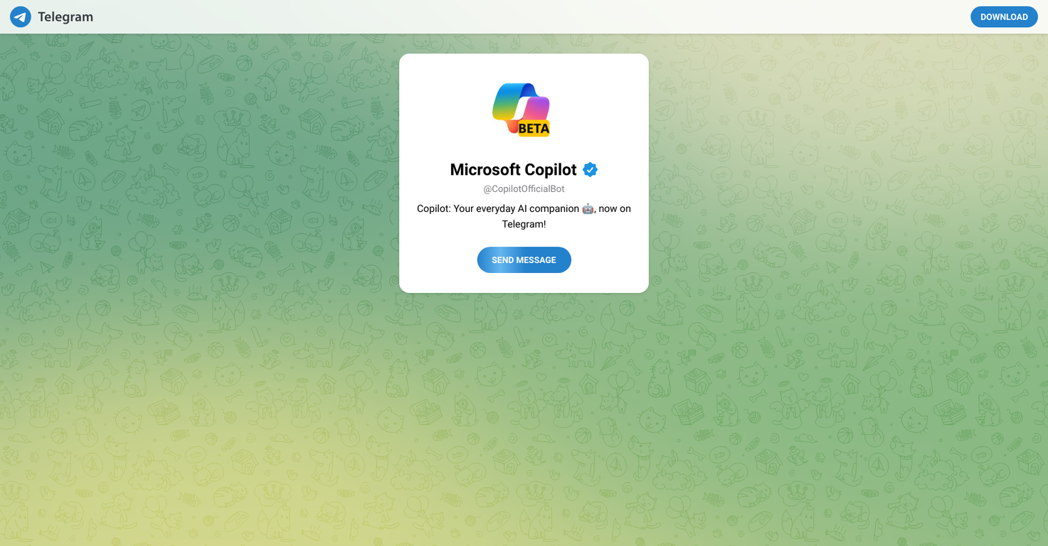 Microsoft Copilot on Telegram screenshot