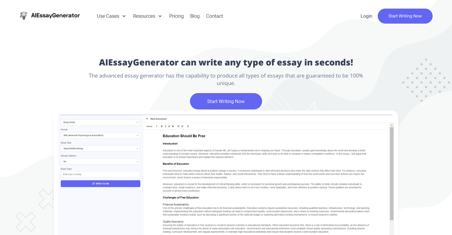 AIEssayGenerator screenshot