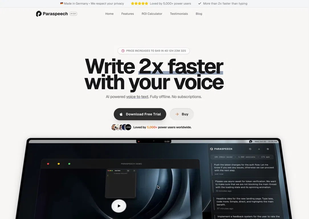 Paraspeech screenshot
