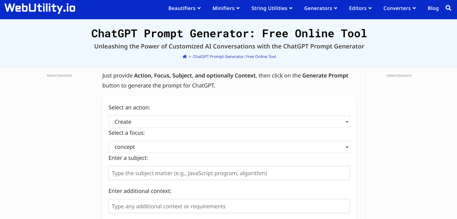 ChatGPTPromptGenerator screenshot