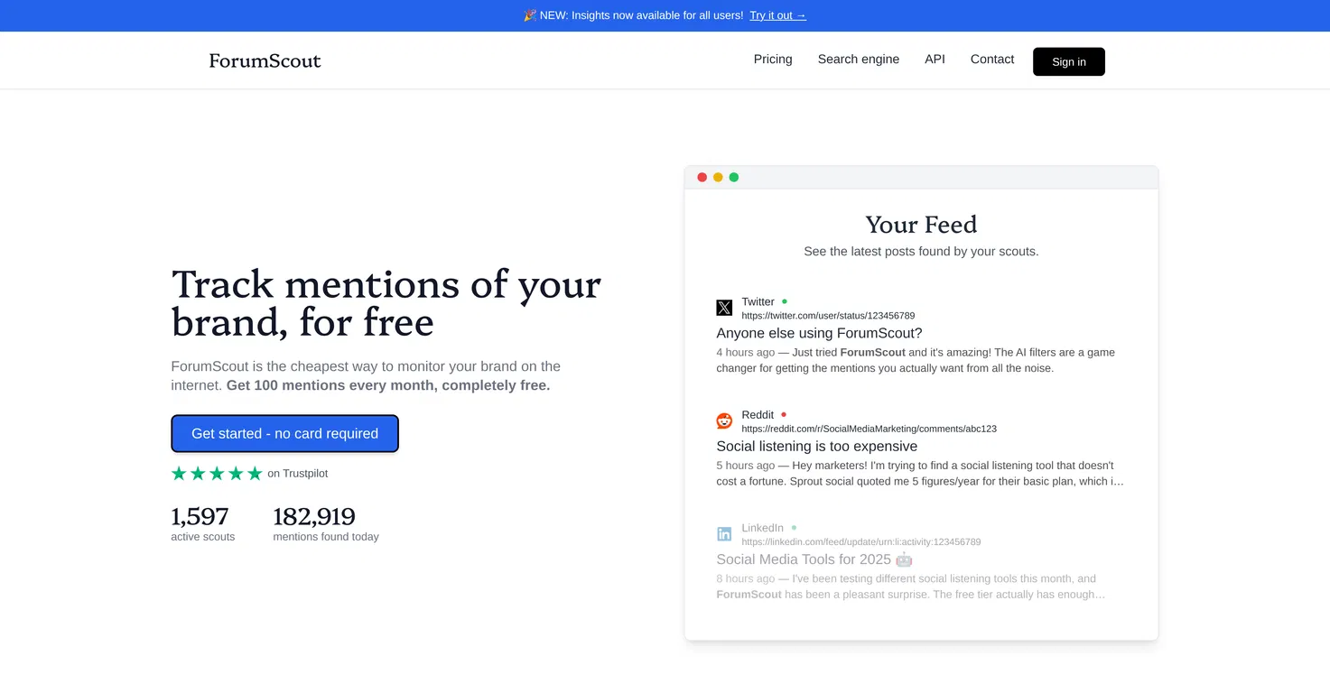 ForumScout - Free social listening tool screenshot