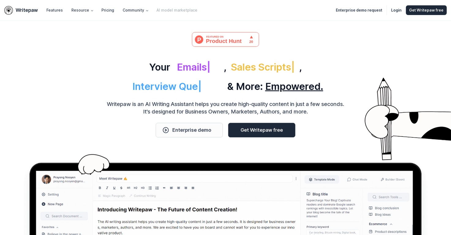Writepaw screenshot