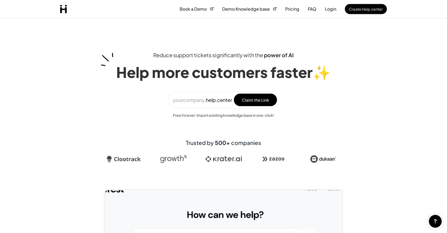 Help Center screenshot
