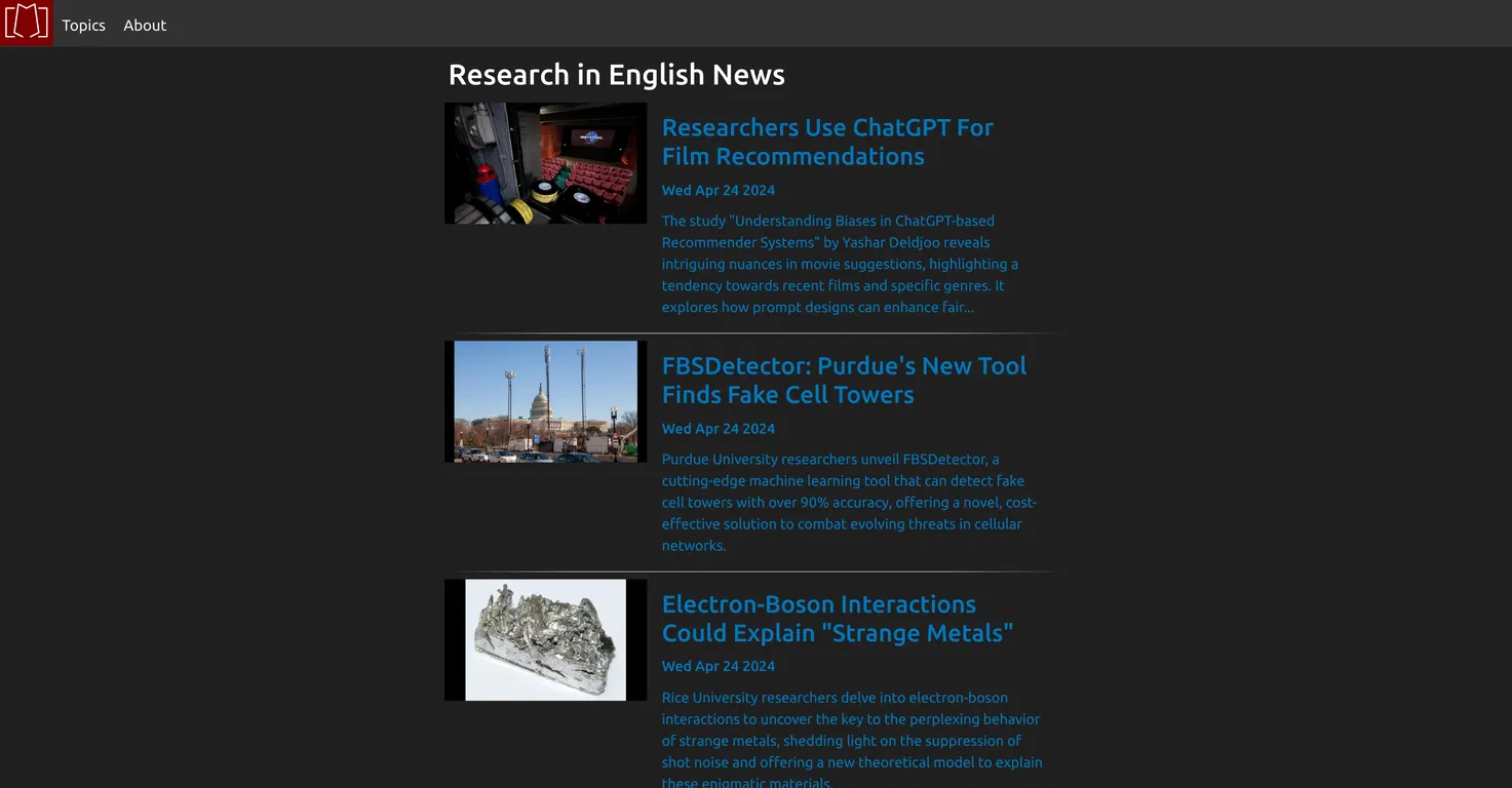 Research in English screenshot