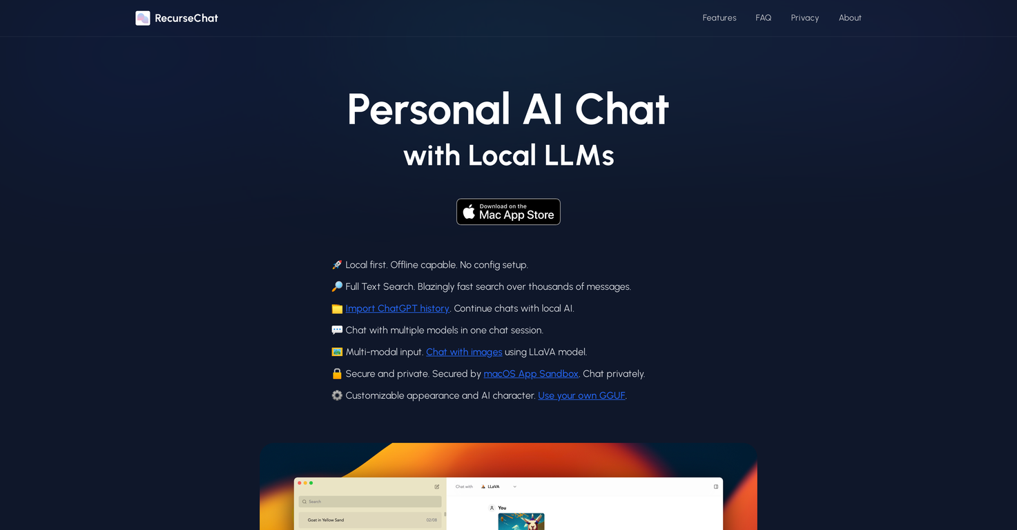 RecurseChat screenshot