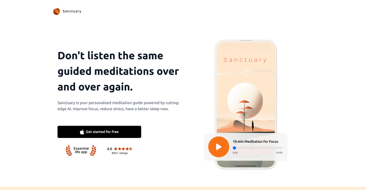 Sanctuary: Meditations & Sleep screenshot