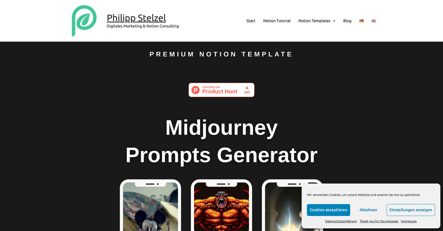 Midjourney prompt generator screenshot