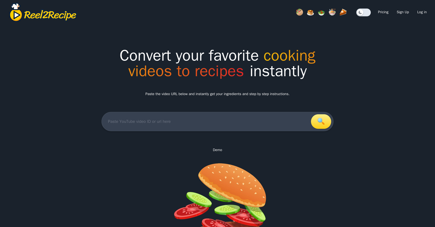 Reel2Recipe screenshot