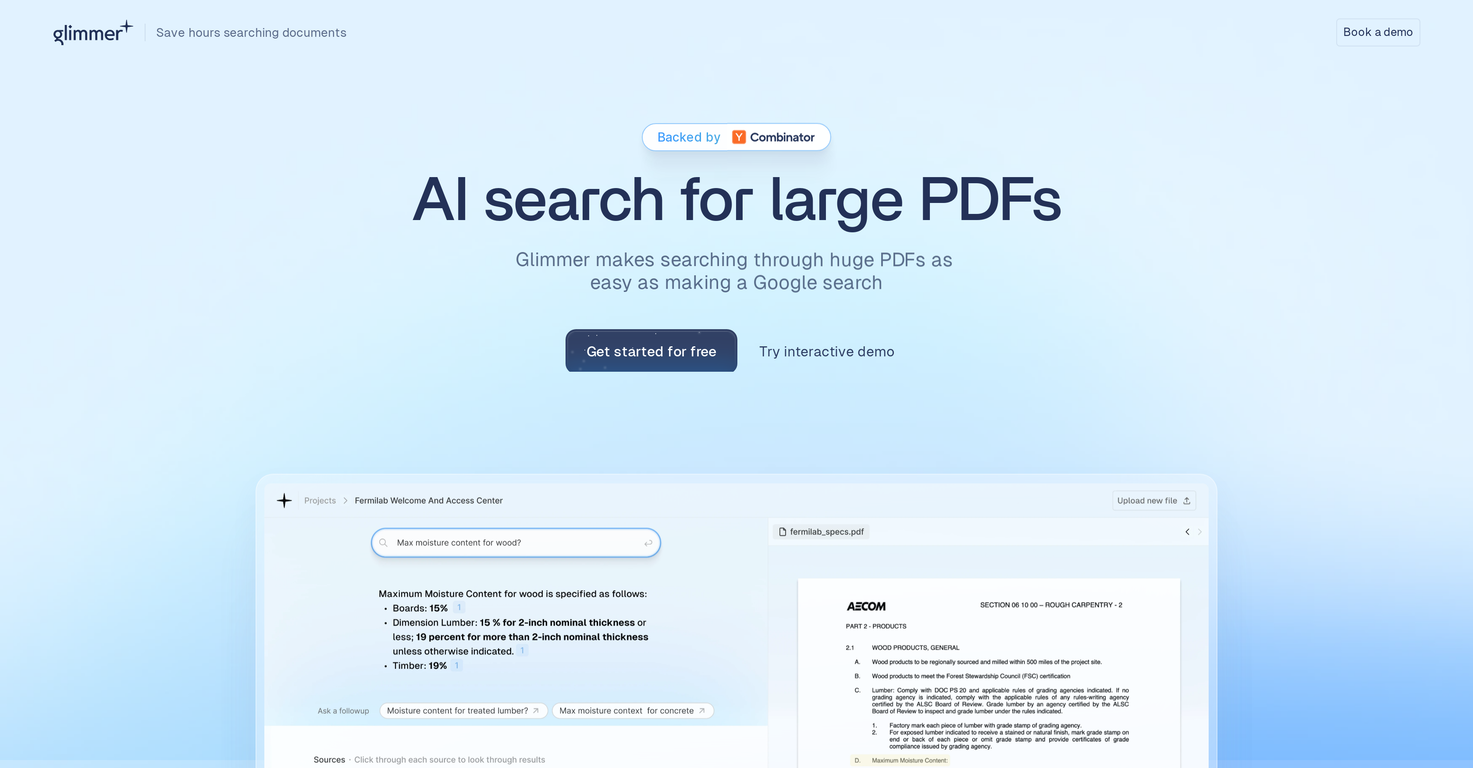 Glimmer.com screenshot