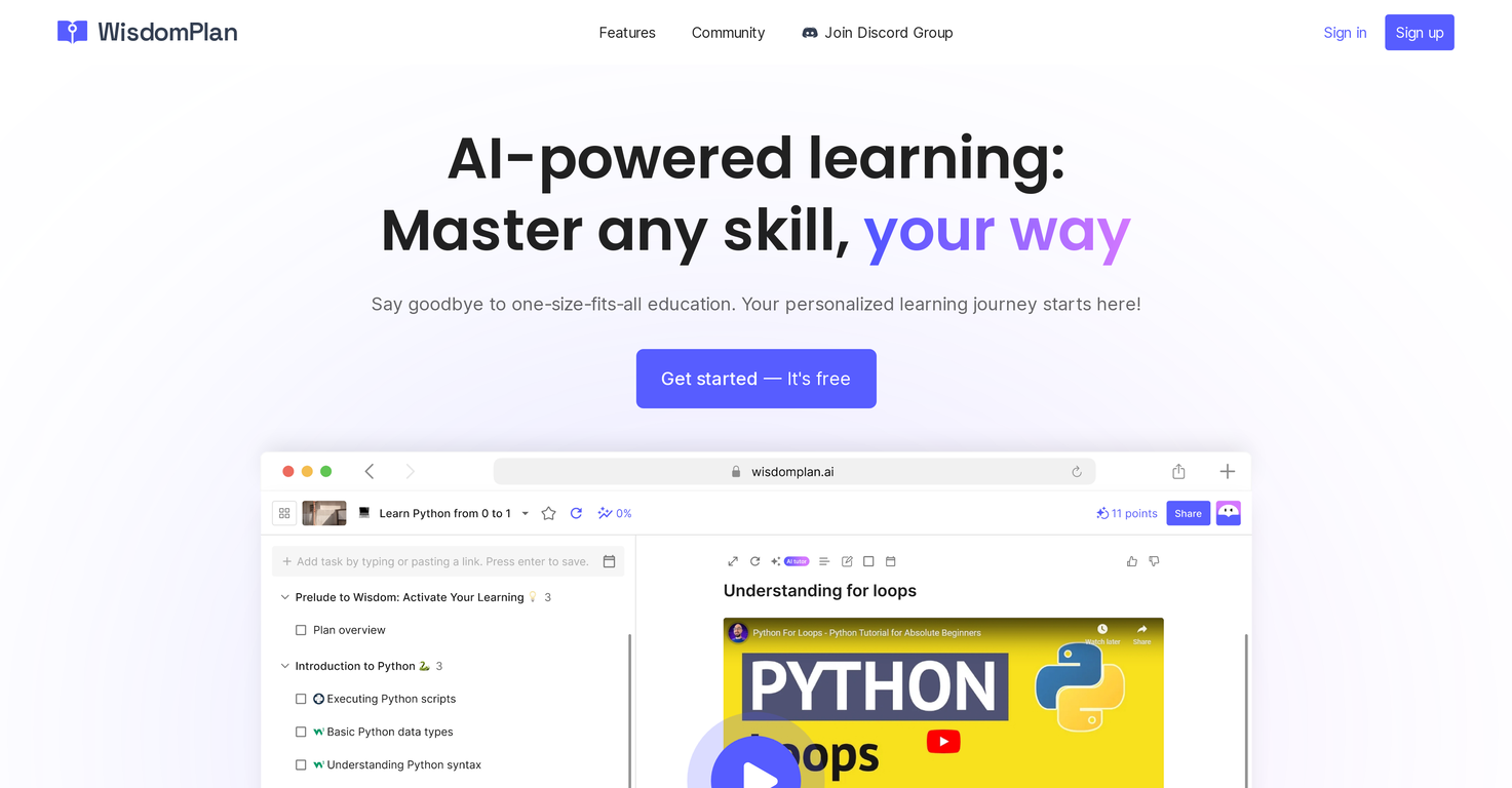 WisdomPlan screenshot