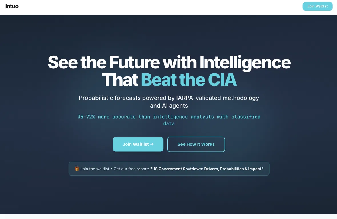 Intuo - AI-Powered Geopolitical & Market Forecasting screenshot