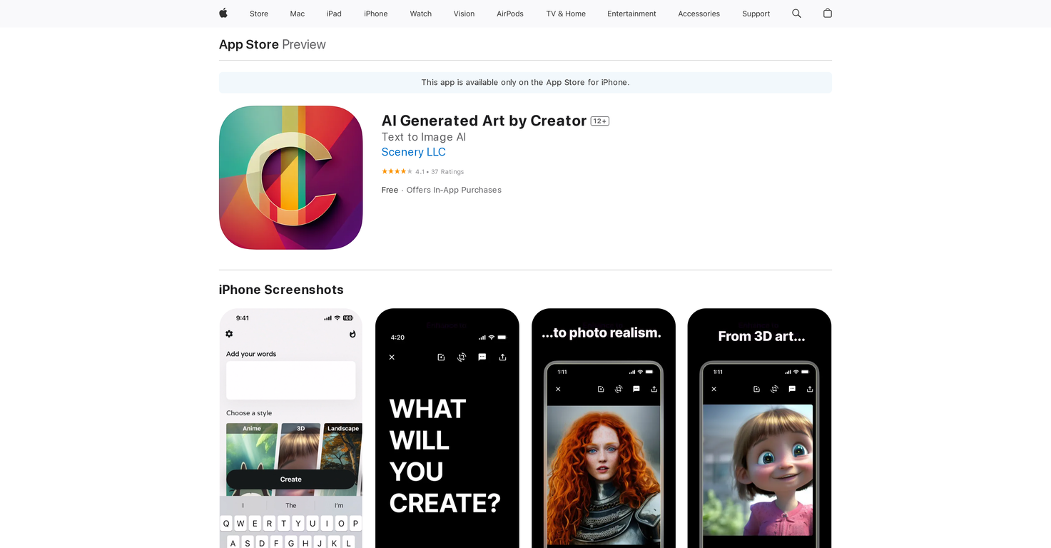 AI Generated Art by Creator screenshot