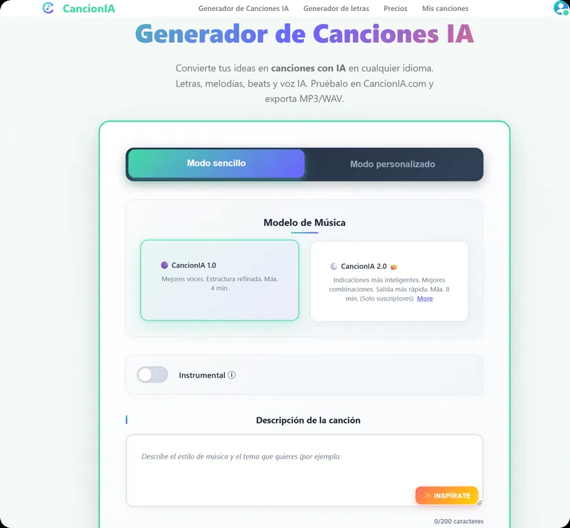 CancionIA.com screenshot