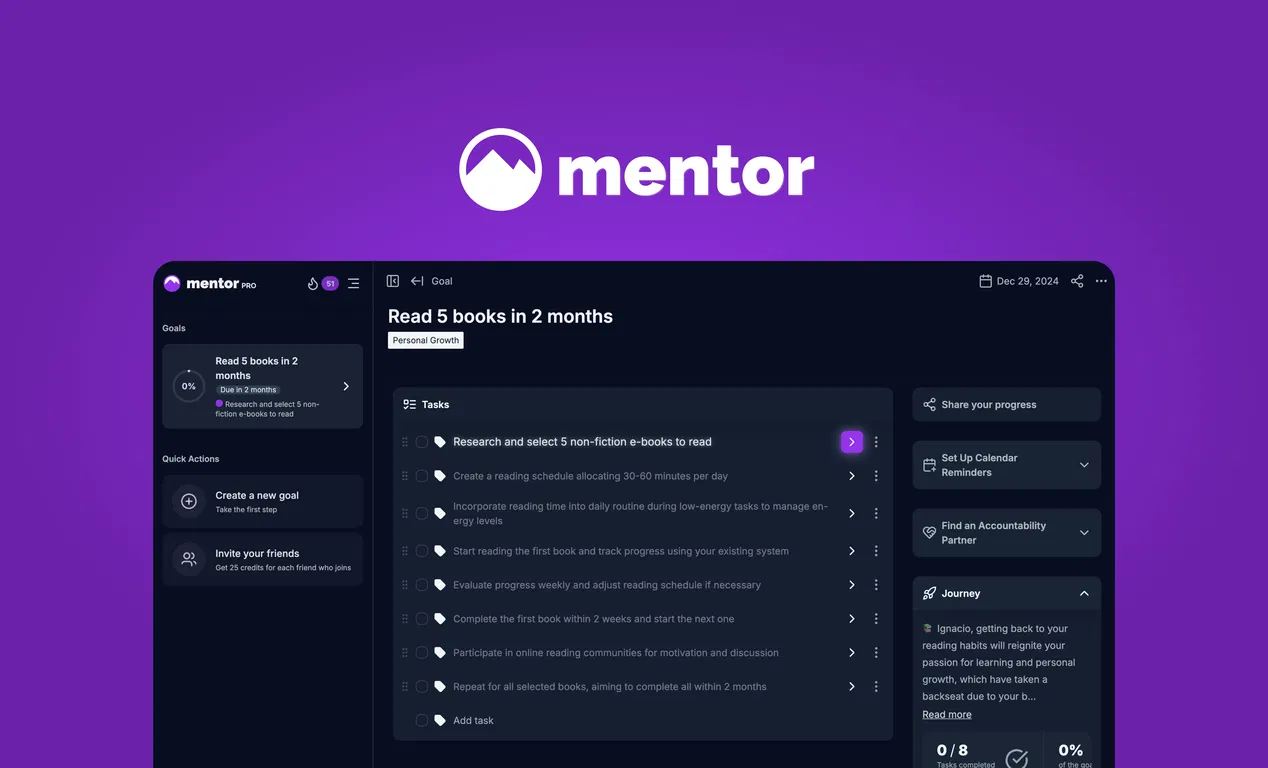 Mentor: Get things done screenshot