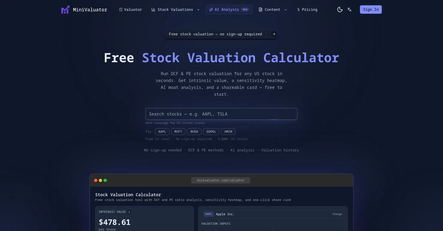 MiniValuator screenshot