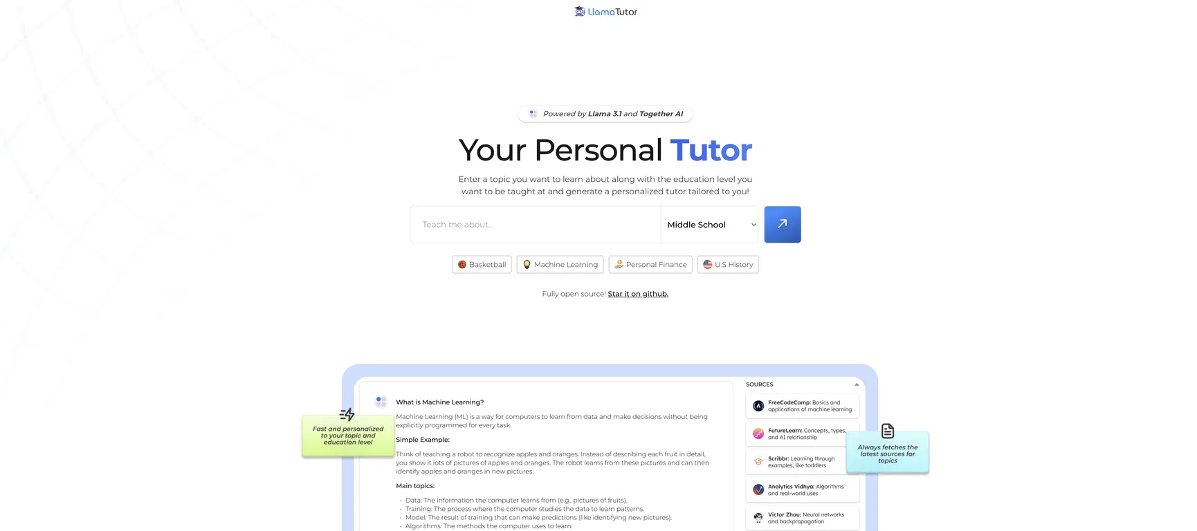 Llama Tutor screenshot