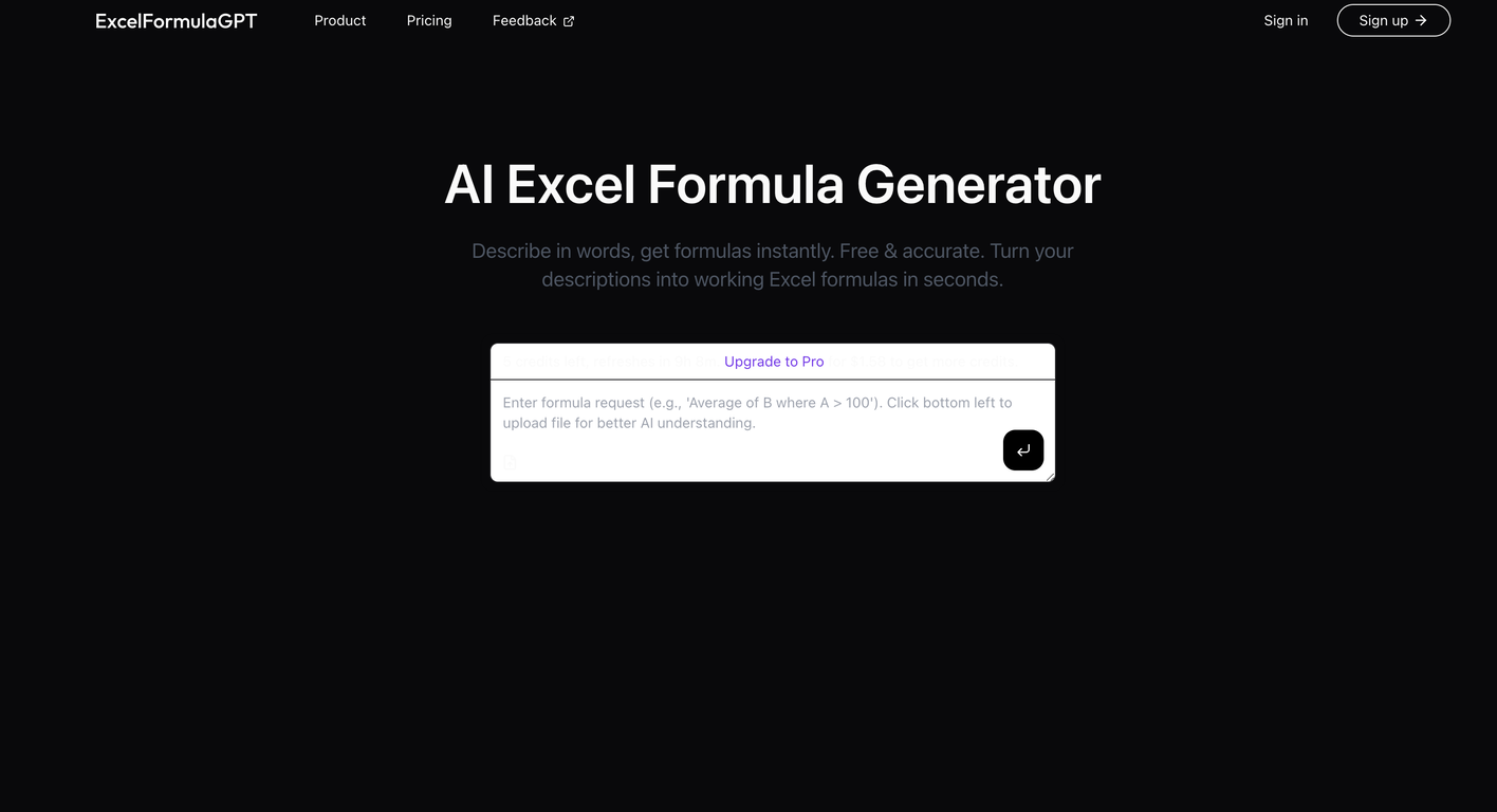 Excel Formula GPT screenshot
