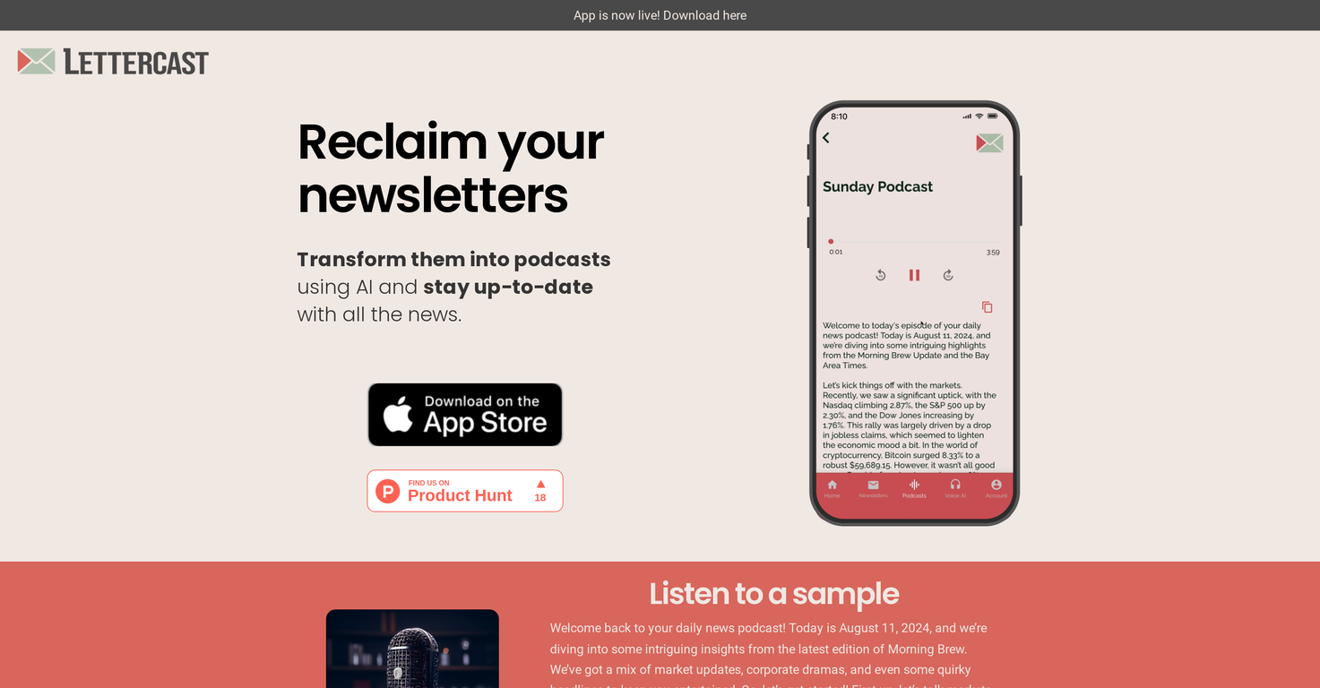 Lettercast screenshot