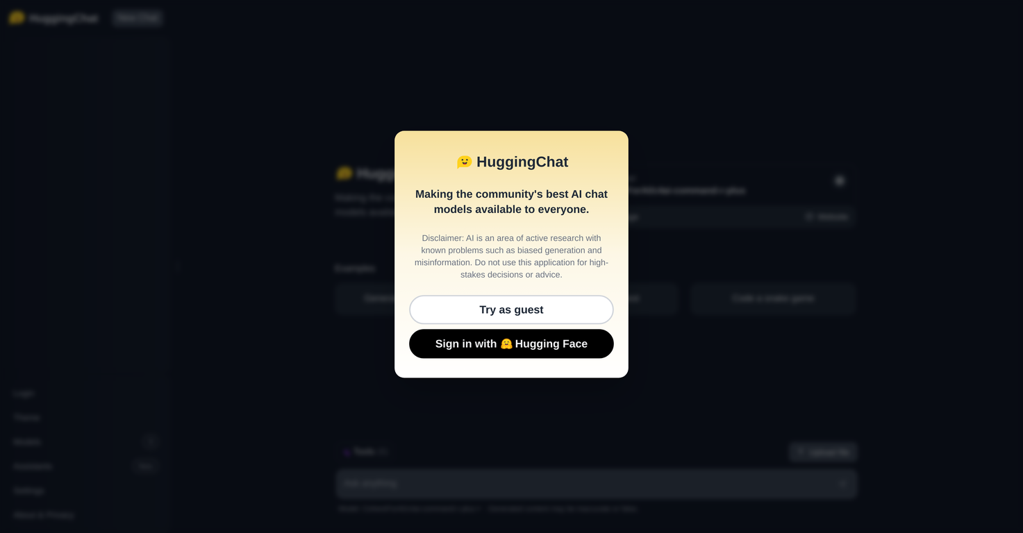HuggingChat screenshot