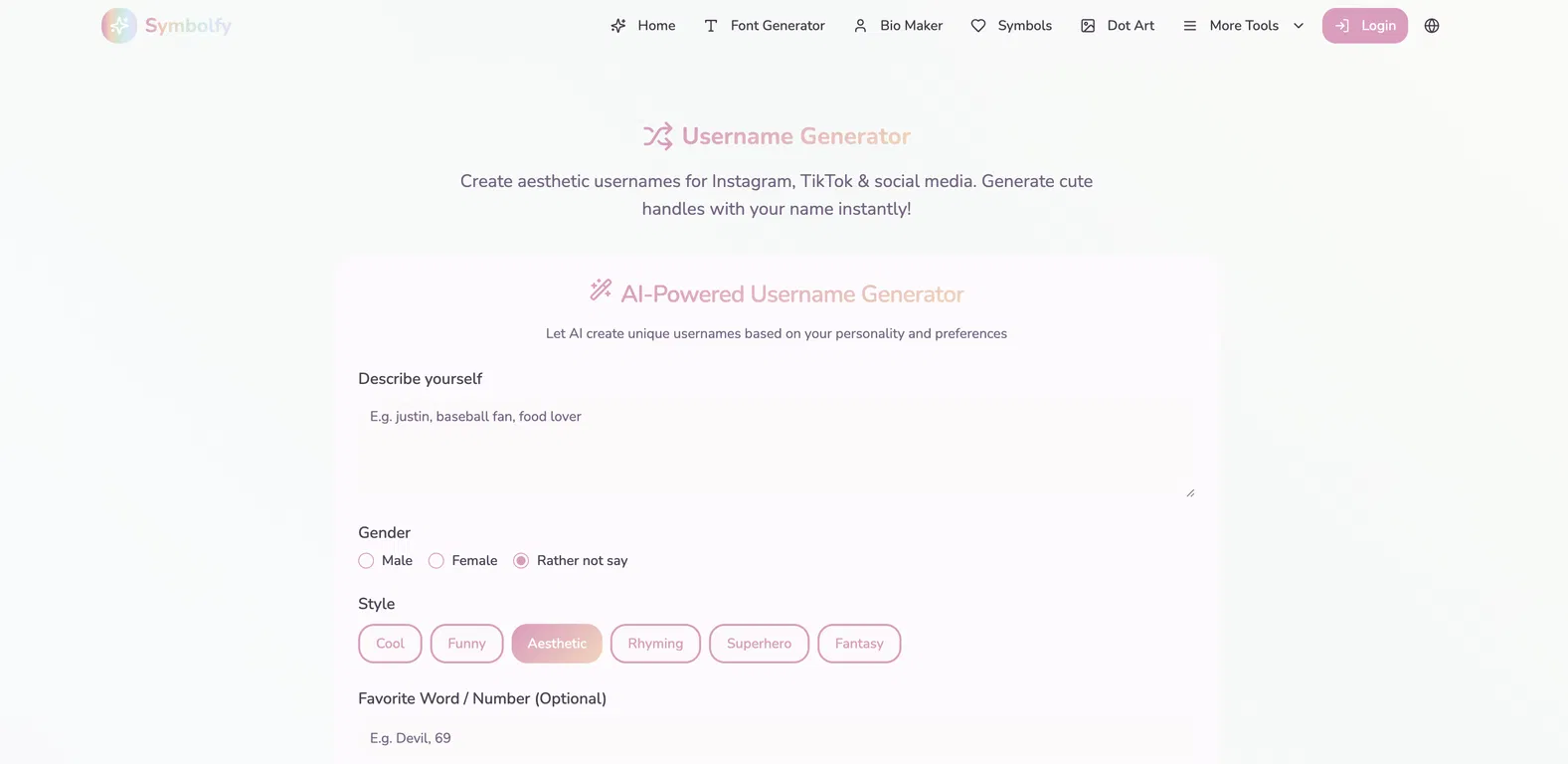Symbolfy - Username Generator screenshot